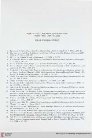Wykaz treści "Rocznika HIstorii Sztuki", tomy. I-XXV, lata 1956-2000: Układ według autorów