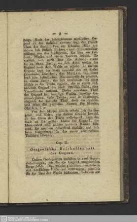 Cap.II. Geognostische Beschaffenheit der Gegend