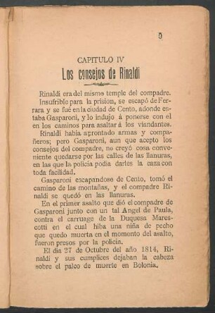 Capítulo IV - Los consejos de Rinaldi