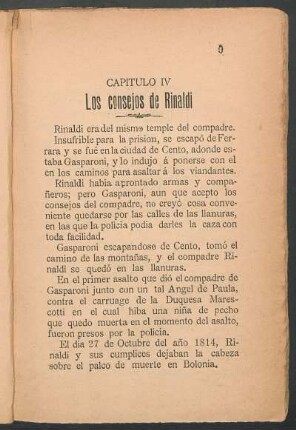 Capítulo IV - Los consejos de Rinaldi