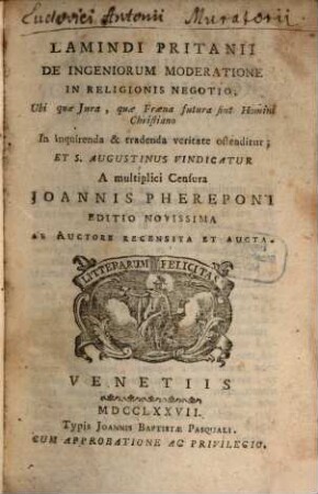 De ingeniorum moderatione in religionis negotio ...
