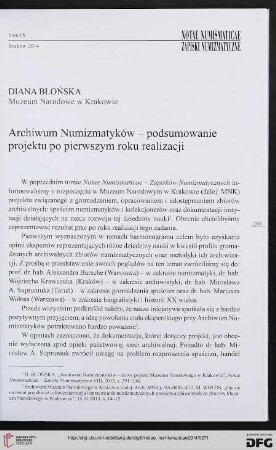 9: Archiwum Numizmatyków - podsumowanie projektu po pierwszym roku realizacji