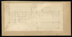 Jagdschloss Monatskonkurrenz März 1828: Grundriss Erdgeschoss, Obergeschoss; Maßstabsleiste