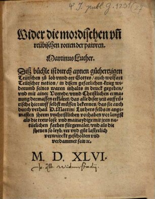 Wider die mordischen un[d] reubischen rotten der pawren