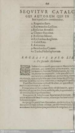 SEQVITVR CATALOGUS AUTORUM QUI IN hoc opusculo continentur.