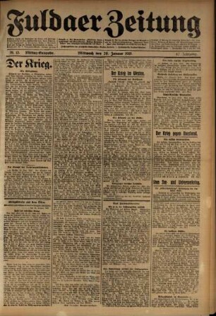 Zweite Ausgabe vom Mittwoch, den 20. Januar 1915.