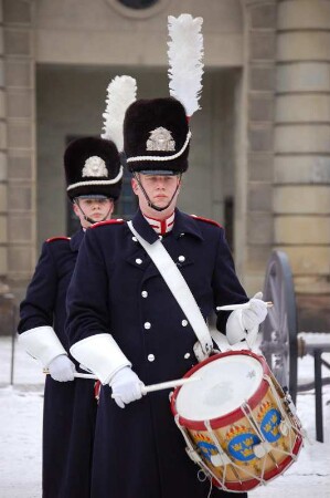 Trommler der Svea Livgarde vor dem Königlichen Schloss