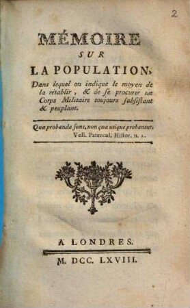 Mémoire sur la population