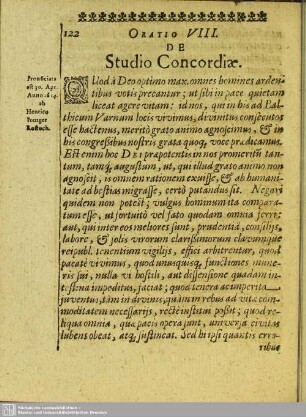 Oratio VIII. De Studio Concordiae