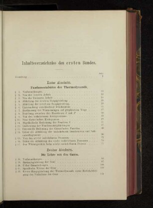 Inhaltsverzeichniss des ersten Bandes.