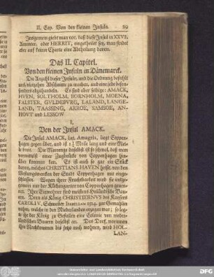 Das II. Capitel. Von den kleinen Insuln in Dänemarck.