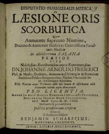 Disputatio Inauguralis Medica De Laesione Oris Scorbutica