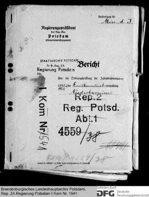 Bericht über die Ordnungsprüfung der Jahresrechnungen 1935-1936 der Kreiskommunalverwaltung Niederbarnim