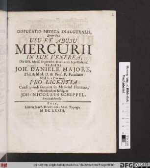 Disputatio Medica Inauguralis, Quam De Usu Et Abusu Mercurii In Lue Venerea