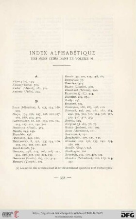 Index alphabétique des noms cités dans le volume