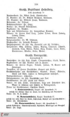 Großh. Bezirksamt Heidelberg, Großh. Amtsgericht und Notariate