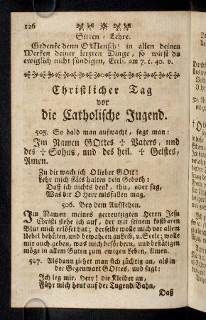 126-136, Morgen-Gebether.; Meß-Gebether.; Abend-Gebether.