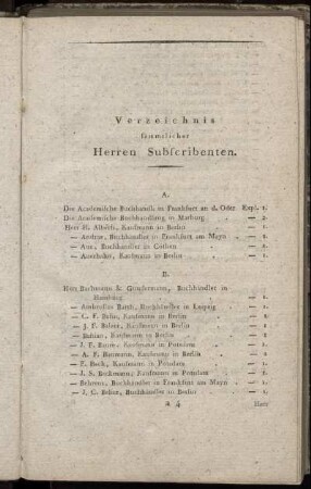 Verzeichnis sämmtlicher Herren Subcrimenten.