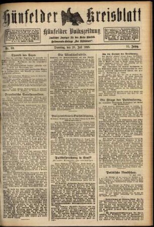Ausgabe vom Dienstag, den 28. Juli 1925.