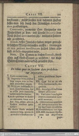 Caput VII. De rebus quas in feudum dare prohibeatur Imperator