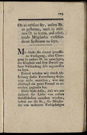 Ob es rathsam sey [...]