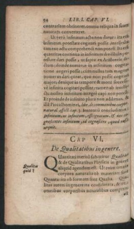 Cap VI. De Qualitatibus in genere.