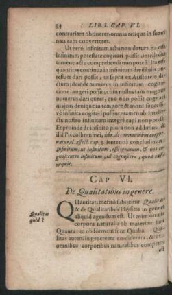 Cap VI. De Qualitatibus in genere.