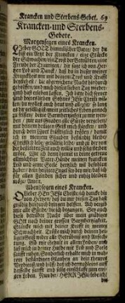 Krancken- und Sterbens-Gebete.