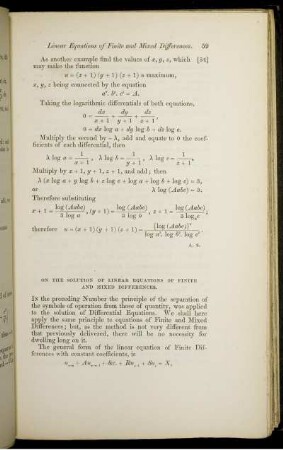 On the solution of linear equations of finite and mixed differences.