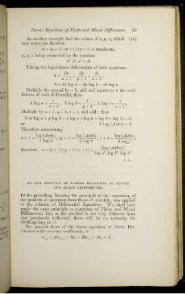 On the solution of linear equations of finite and mixed differences.