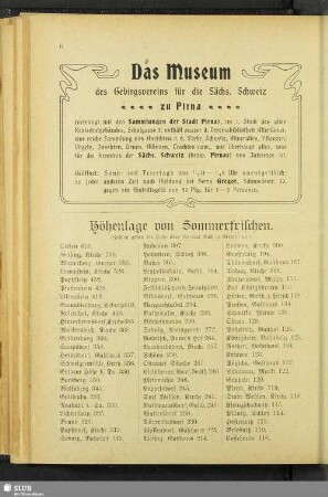 Höhenlage von Sommerfrischen