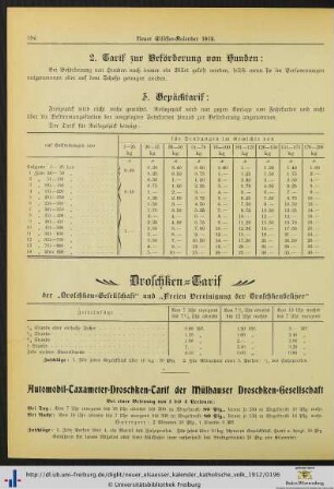 Droschken-Tarif.