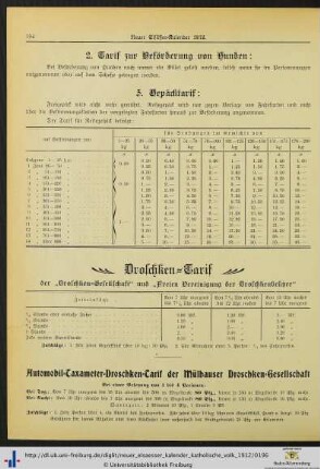 Droschken-Tarif.