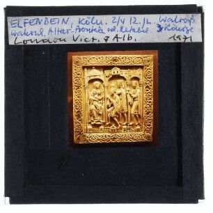 unbekannt, Elfenbein (Walroß) mit Anbetung der Könige, Köln 12 Jh. (V&A 145-1866)