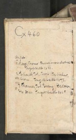 Handschriftliches Inhaltsverzeichnis des Sammelbandes
