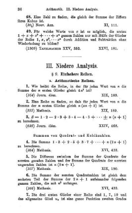 Summen von Quadrat- und Kubikzahlen.