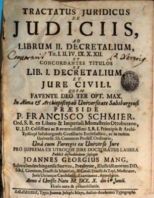 Tract. iur. de iudiciis, ad l. II. Decret.