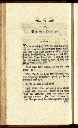 V. Von der Erdkugel.