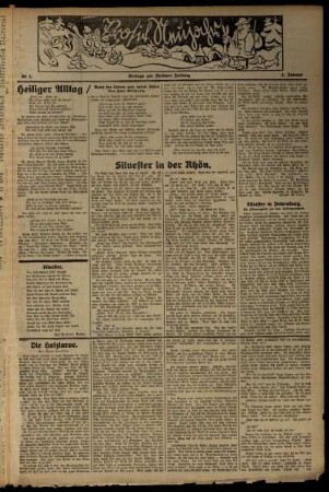 Zweite Ausgabe vom Donnerstag, den 01. Januar 1931.