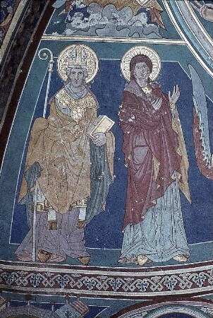Christus in der Mandorla, umgeben von den Evangelistensymbolen, von Maria, Johannes dem Täufer und den Heiligen Augustinus und Patroklus