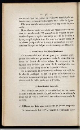 g) L'oeuvre du Colis aux prisonniers de guerre congolais