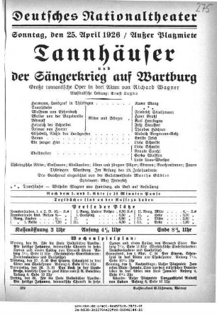 Tannhäuser und Der Sängerkrieg auf Wartburg