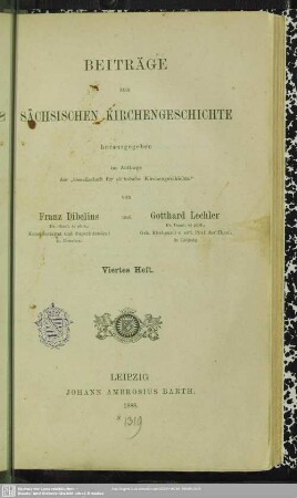 4.1888: Beiträge zur sächsischen Kirchengeschichte