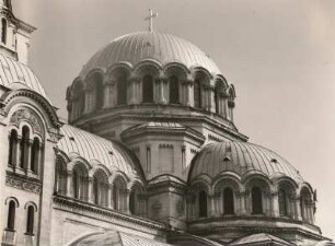 Bulgarien. Sofia. Gedächtniskirche Alexander Newski, erbaut 1904 - 1912 von Alexander Nikanorowitsch Pomeranzew. Detail der Kuppel