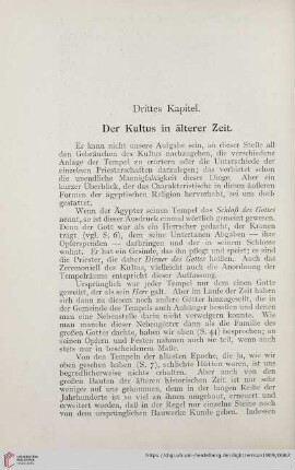 Drittes Kapitel: Der Kultus in älterer Zeit