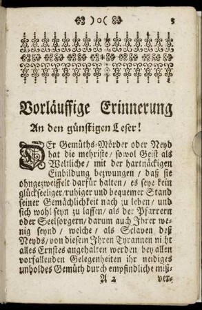 Vorläuffige Erinnerung An den günstigen Leser!