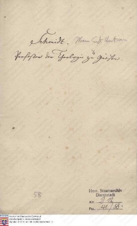 Schmidt, Johann Ernst Christian, Professor der Theologie in Gießen