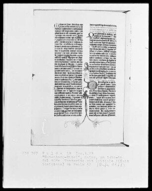 Eines der zwölf erhaltenen Pergamentexemplare der 42-zeiligen Bibel Gutenbergs — Band 1 der Gutenberg-Bibel — Initiale D(Ixit insipiens), Folio 303verso