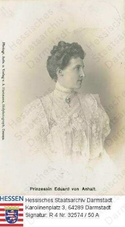 Luise Herzogin v. Anhalt-Dessau geb. Prinzessin v. Sachsen-Altenburg (1873-1939) / Porträt, Halbfigur