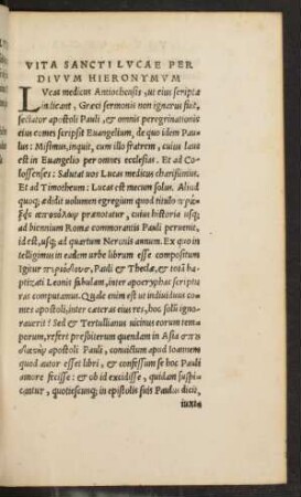 Vita Sancti Lucae Per Divum Hieronymum